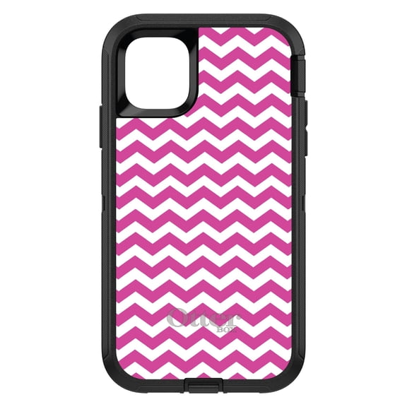 DistinctInk OtterBox Defender Custom Case for Apple iPhone 15 (6.1" Screen) - Chevron Stripes Pattern - Lightweight Grip