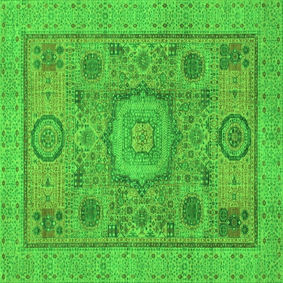 Ahgly Company Indoor Square Abstract Green Modern Area Rugs, 5' Square