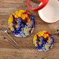 thumbnail image 2 of SKYSONIC Splash Colorful Pot Holders Trivets, 2 Pcs Heat Resistant Trivets,Yellow Blue Cotton Thread Weave Mats for Hot Pads Pans Pot Bowl Teapot for Kitchen Decor, 2 of 7