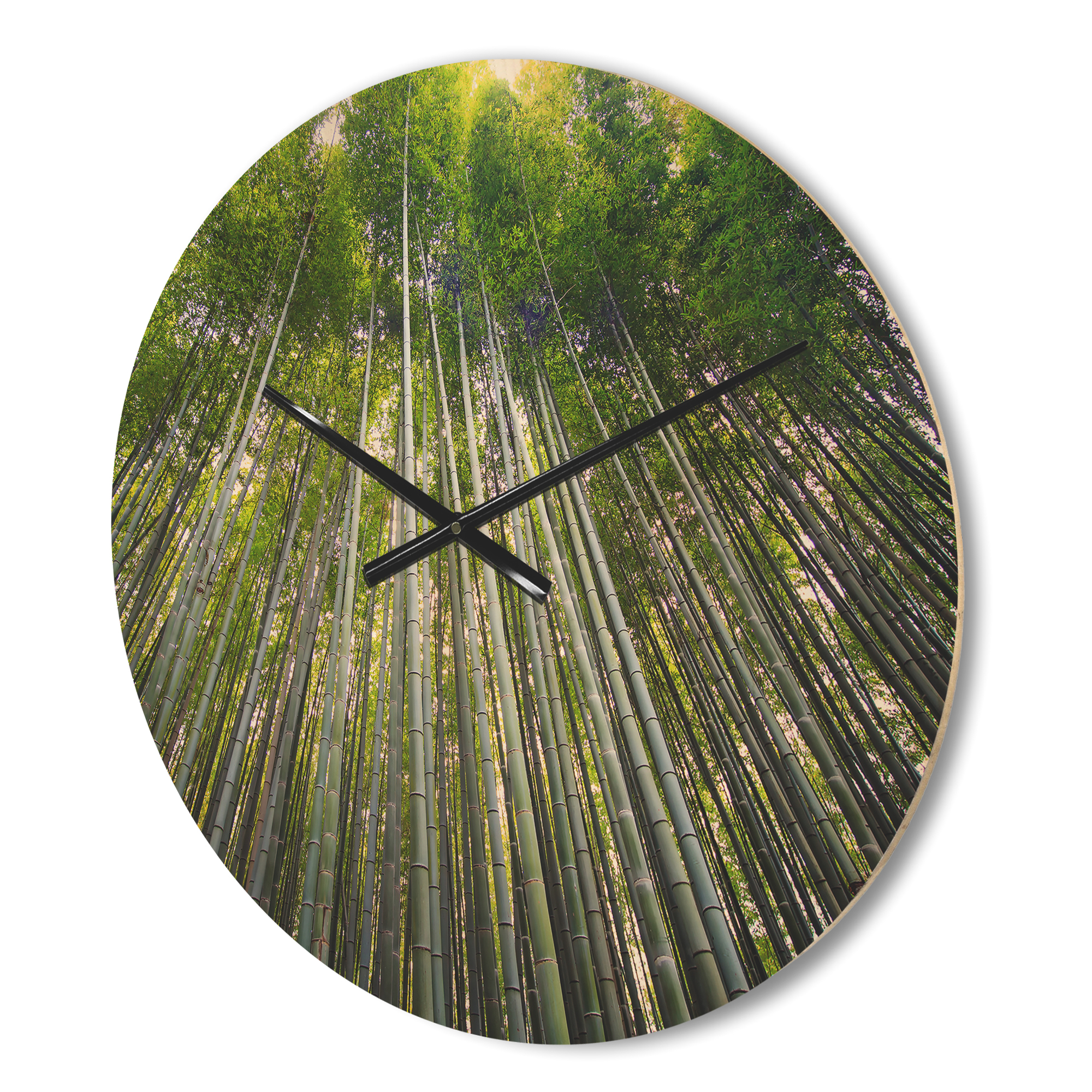 Designart 'Bamboo Tree Forest of Kyoto Japan' Rustic Wood Wall Clock