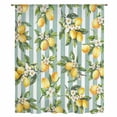 thumbnail image 2 of Yellow Lemon Sheer Curtains 54 Inches Long, Spring Botanical Floral Leaves Aqua Stripes Light Filering Curtains, Breathable Simi Curtain Privacy Drapes for Kitchen Bathroom Small Window Treatment, 2 of 9