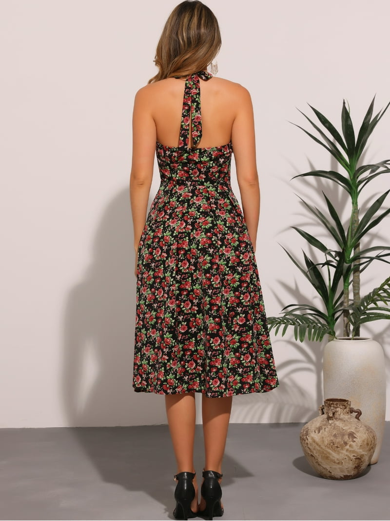 venus halter tie dress VENUS Deep V Halter Maxi Dress | Navy main image 1