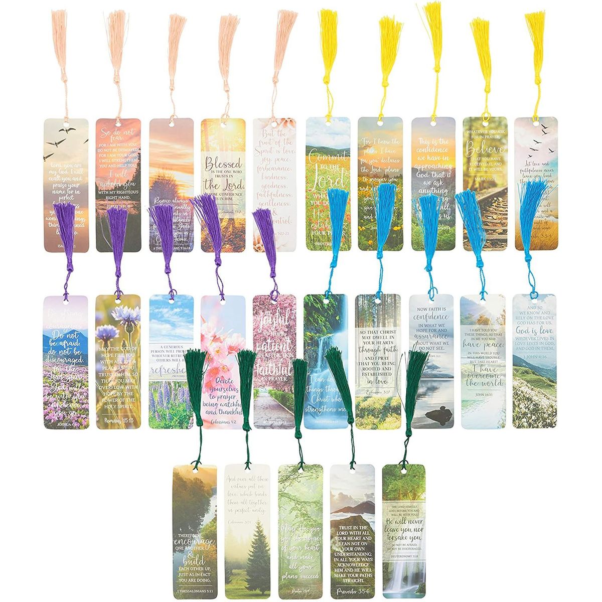 100 Pack Inspirational Motivational Bookmarks with Tassels and Bible