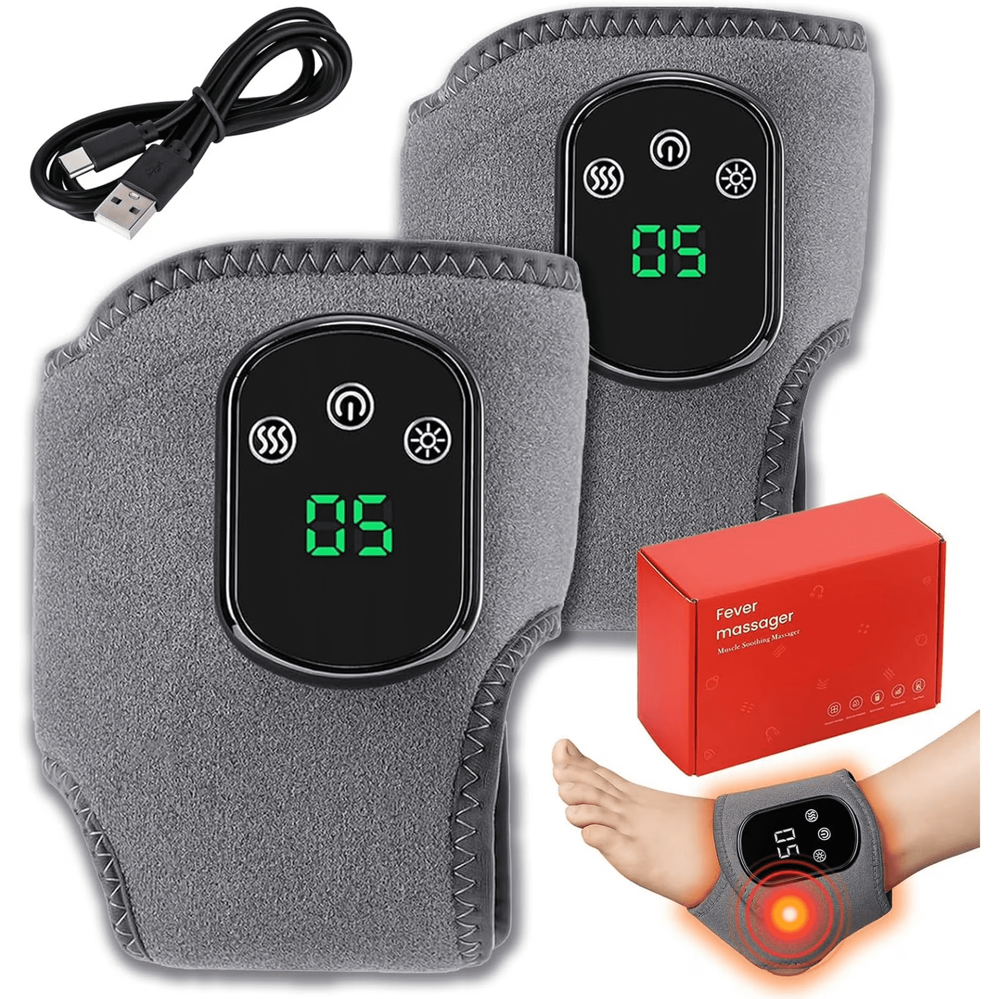 Electric Foot Massager for Neuropathy Pain Relief, Heat Therapy, Compression, Shiatsu Kneading, Adjustable Wireless One-Click Operation (1-pc)