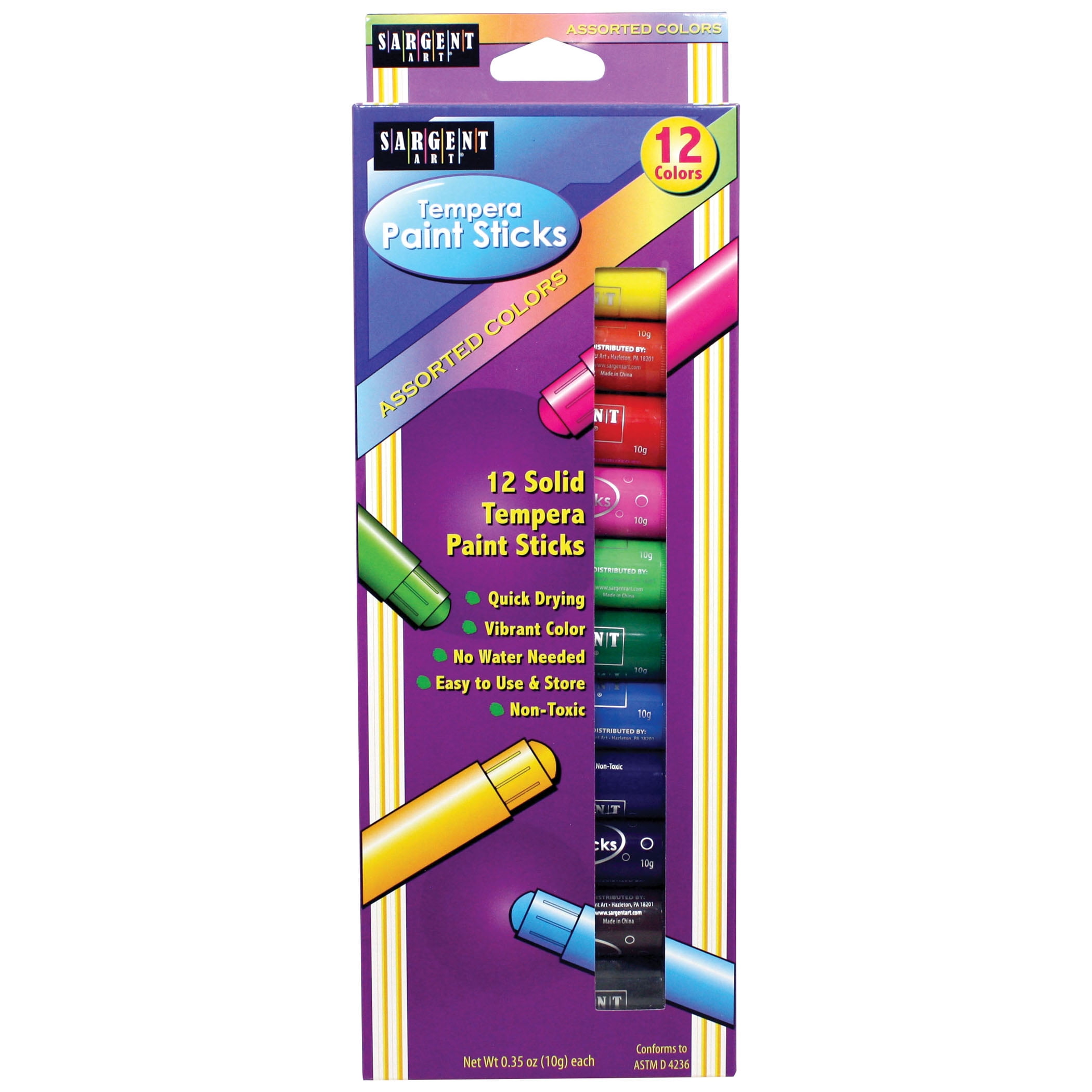 Sargent Art® Tempera Paint Stick, 12 colors per pack, 2 packs