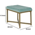 thumbnail image 5 of Benjara Metal Framed Bench with Button Tufted Velvet Upholstered Seat, Teal Blue and Gold, 5 of 5