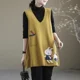 thumbnail image 2 of Otoño e Invierno jersey de mujer con cuello en V bolsillos de almazuela suéter de animales Midi moda Casual elegante chaleco sin mangas Tops E689, 2 of 5