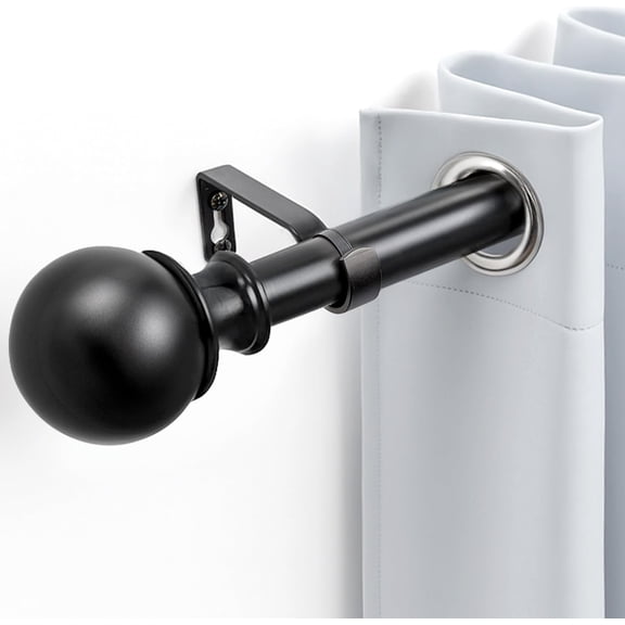 1 Inch Black Heavy Duty Curtain Rod 48-84 Inch - Adjustable Metal Tube Rod for Curtains, Drapes & Blackout Panels, Easy Installation
