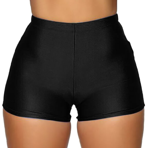 MIXUE Shorts For Women Summer Solid Color High Waist Yoga Lifting Workout Leggings Sexy Activewear Fitness Running Womens Shorts Daily-Wear,Black,S