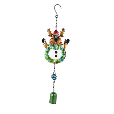 

loopsun Creative Metal Iron Wind Chime Pendant Christmas Series Glass Color Painting And Painting