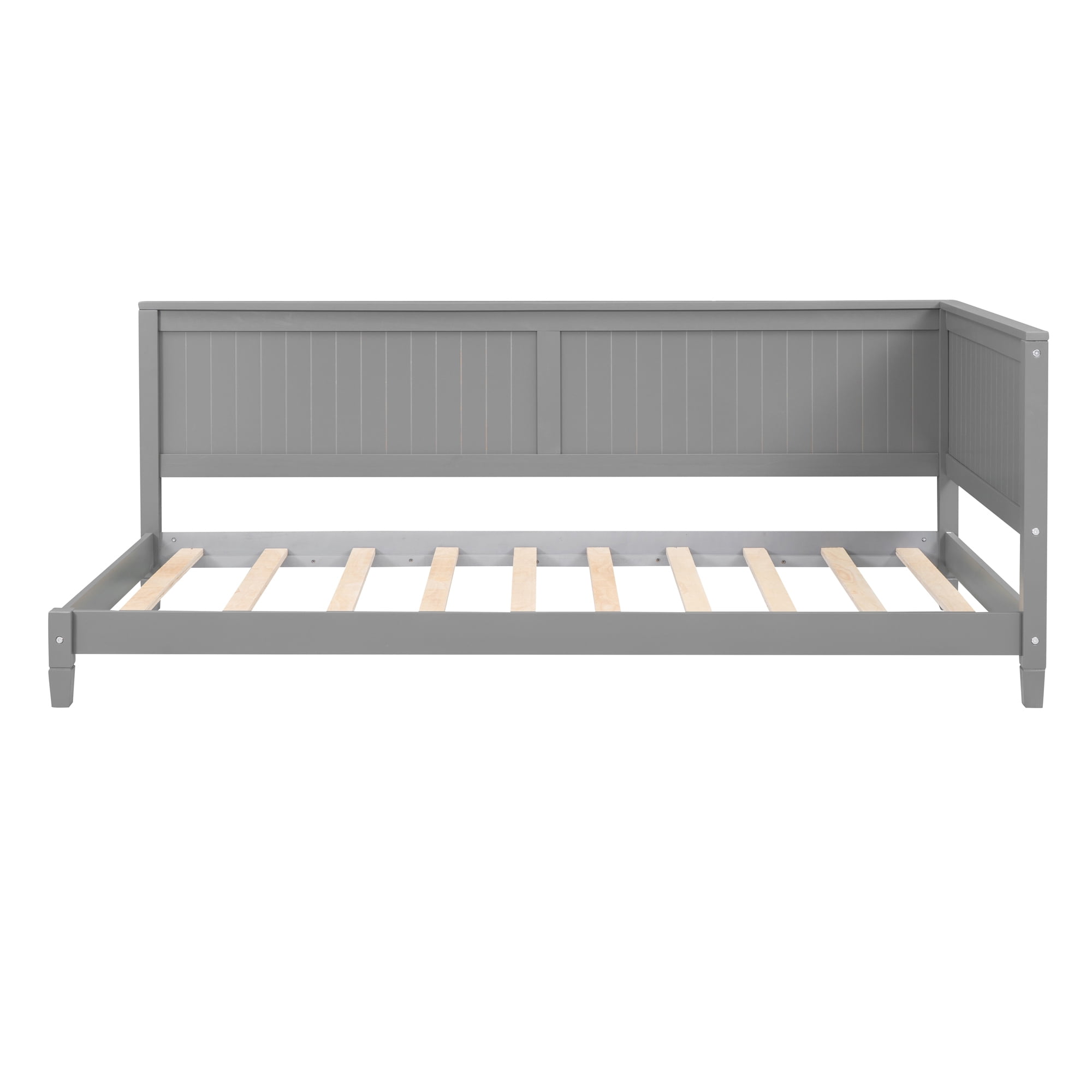 Leumius Minimalist Plywood Solid Wood MDF Breathable Twin Size Wood Daybed with Items Included Gray