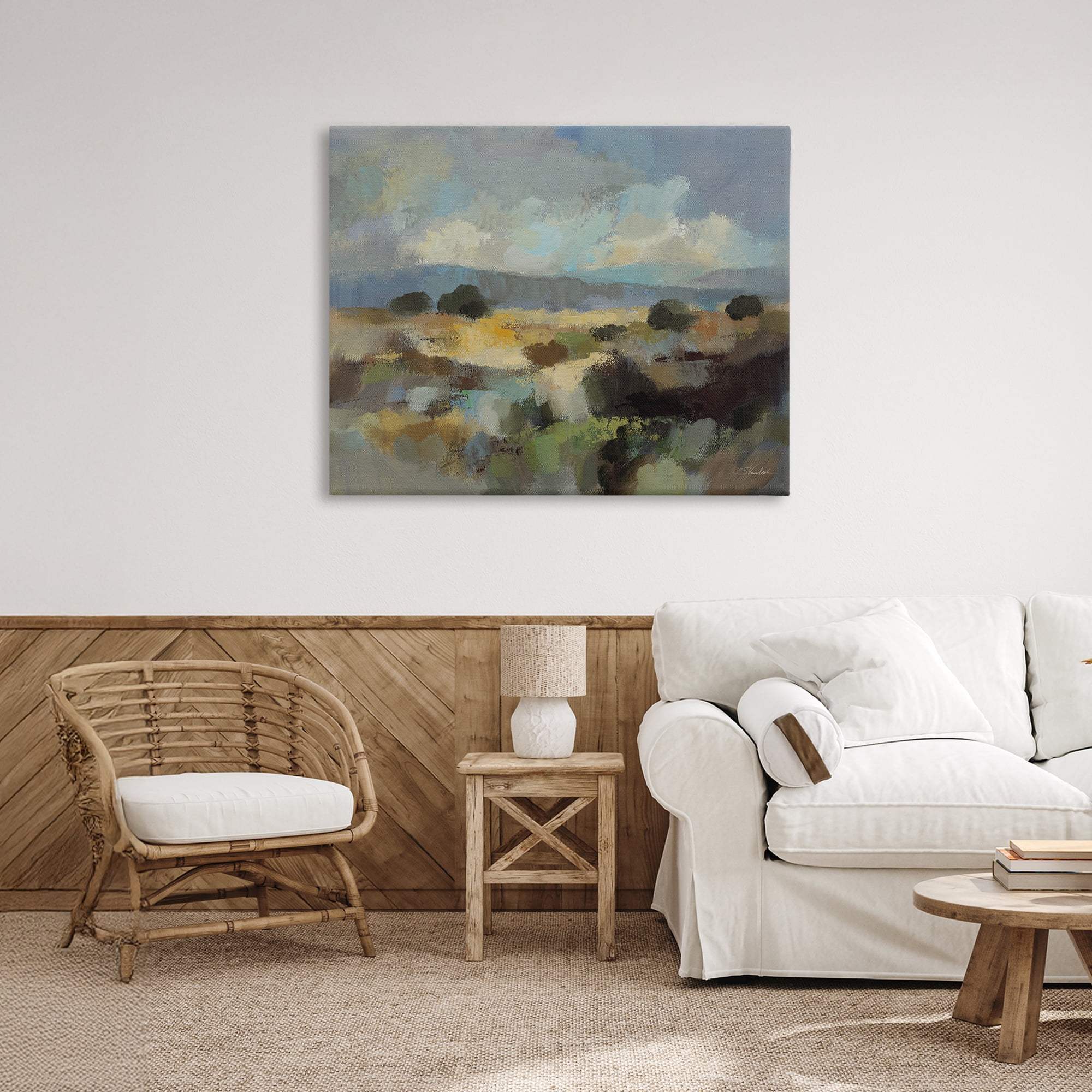 Stupell Industries Muted Blue Landscape with Clouds Canvas Wall Art, design by Silvia Vassileva