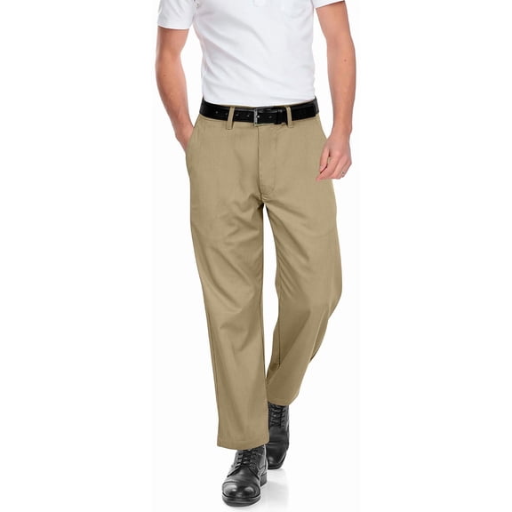 ROYALE LINENS Men's Classic Fit Wrinkle-Resistant Flat-Front Chino Pant (Regular and Big & Tall) Beige