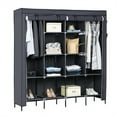 thumbnail image 6 of Nmkwnr 67" Clothes Closet Wardrobe Clothes Storage with 12 Shelves and 4 Side Pockets, Gray, 6 of 7
