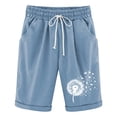 thumbnail image 4 of xingwang Clearance Plus Size Shorts for Women High Waisted,Summer Cotton Linen Shorts For Women Vintage High Waisted Loose Fit Floral Print Elastic Waist Shorts Without Belt3 Sky Blue XL, 4 of 4