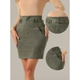 thumbnail image 2 of DARING DIVA Women's Faux Suede Skirt Belted Pencil Skirts L Army Green, 2 of 6