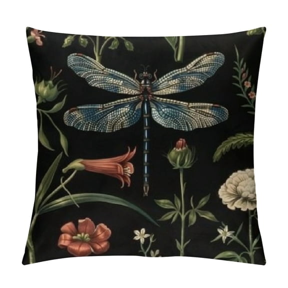 Outdoor Waterproof Spring Summer Pillow Covers Floral Farmhouse Throw Pillows Decorative Cushion Cases for Outdoor Couch Sofa Patio Furniture Home Decoration Black
