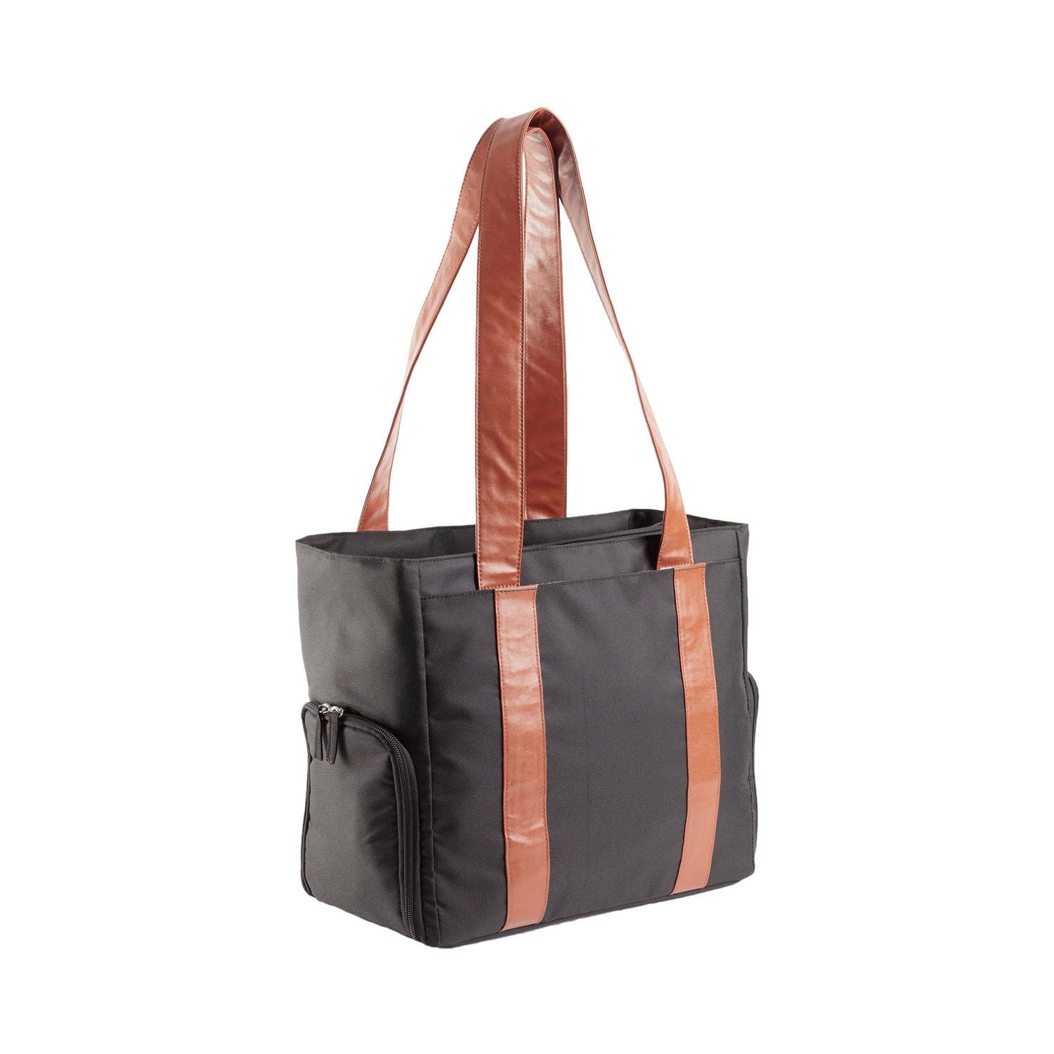 Dr. Brown's Breast Pump Carryall Storage Diaper and Tote Bag - Black and Leather Brown