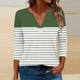 thumbnail image 3 of Scyoekwg 3/4 Length Sleeve Womens Tops Casual V-Neck Three-Quarter Sleeve Tshirt Dressy Casual Blouse Lightweight Loose Tshirt Tops for Women Trendy Striped Blouses (Green,XXL), 3 of 5