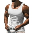 thumbnail image 1 of Innerwin Muscle Shirts Scoop Neck Mens Summer Tops Sport Solid Color Lightweight Tank White L, 1 of 3