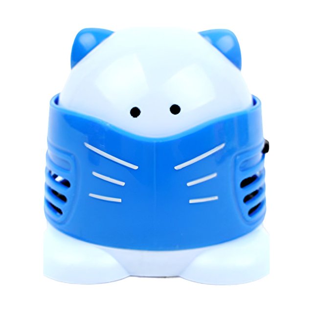 kurtrusly Cat Desktop Vacuum Mini Electric Keyboard Dust Collector Paper Quicker Picker Clean Drill Organizer Painting Tools Blue 1Set