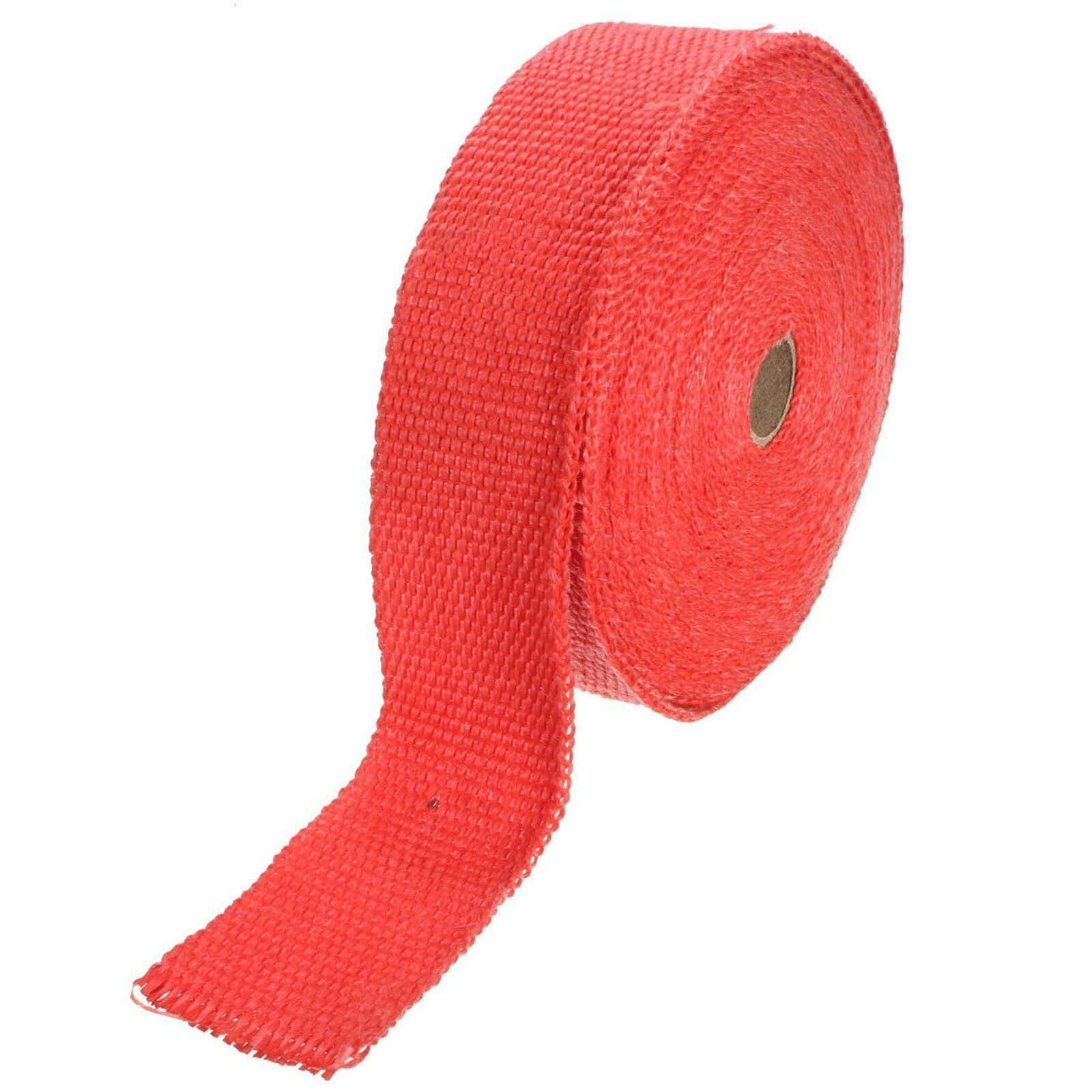 Confote 2" x 50Ft Red Roll Fiberglass Exhaust Header Pipe Heat Wrap Tape + 10 Zip Ties