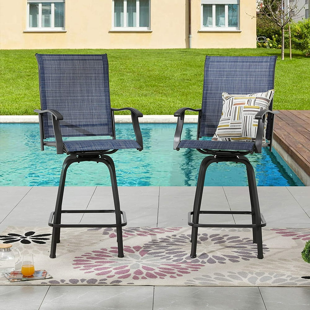 LOKATSE HOME 2 Piece Bar Height Patio Chairs Outdoor Swivel Stools Set