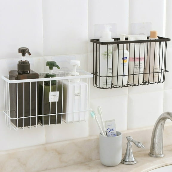 CRAFTHROU 1Pcs Space Saving Waterproof Wire Basket Shower Storage Rack No Drill Bathroom Shelf 11.1x5.7x3in