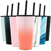 Simple Modern 16oz Classic Tumbler with Straw Lid & Flip Lid - Travel Mug Gift Vacuum Insulated Coffee Beer Pint Cup Water Bottle Ombre: Cantaloupe