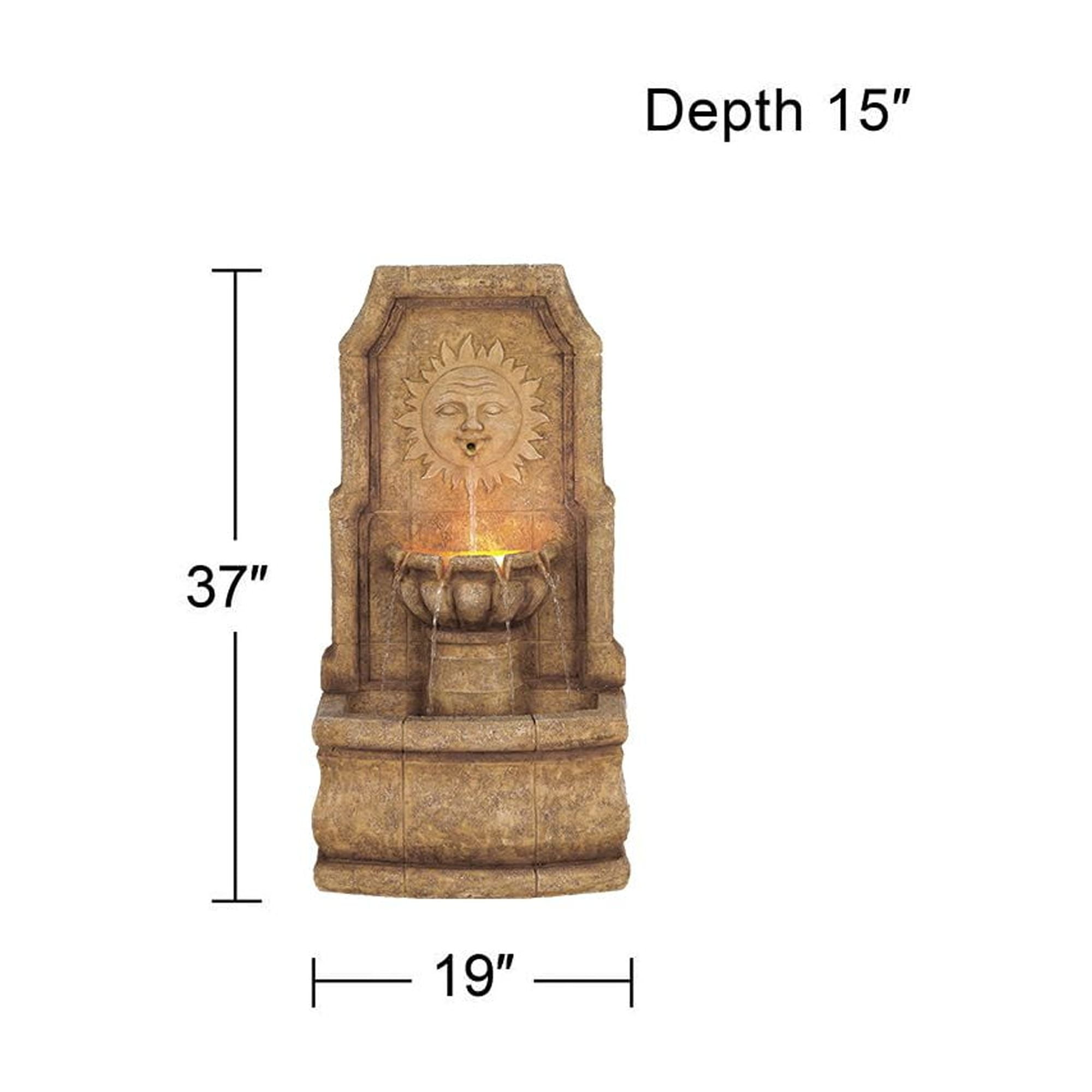 Sun Villa 37" High Large Italian Outdoor Decor Faux Stone Floor Fountain with Light LED Outside Garden Patio
