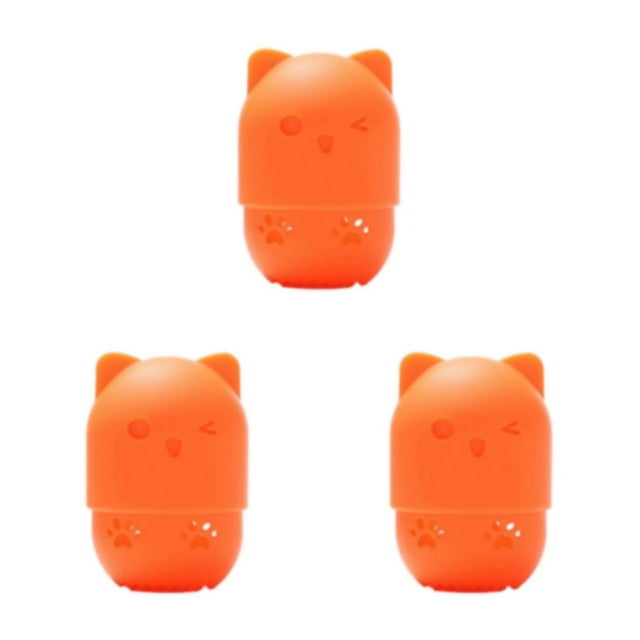 mmirethe Porte-Éponge Pratique en Forme de Chat avec Boîte de Rangement en Silicone orange 3ensemble