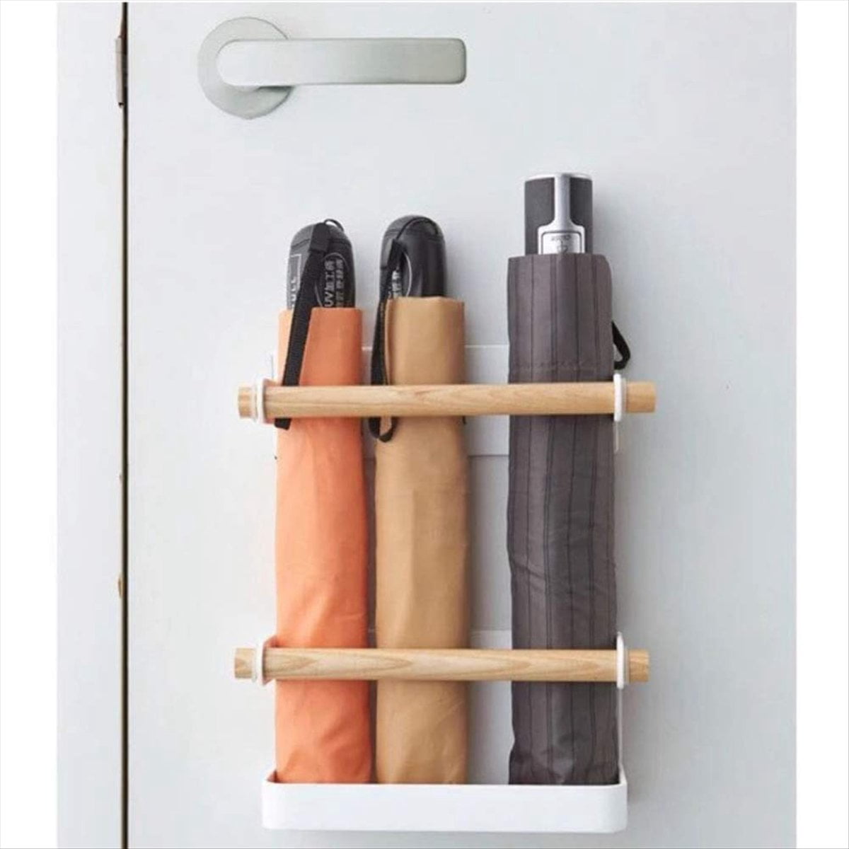 ckepdyeh Wall Umbrella Holder, Indoor Umbrella Rack Metal and Wood Japanese Umbrella Storage Shelf for Home-White Umbrella frame iron