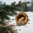 thumbnail image 4 of Taicans forest Animal Christmas Ornament - Handcrafted Wood Bear in Hollow Log,Rustic Holiday Decor for Christmas Tree,Winter Home Decor,Nature Lover Gift‌, 4 of 5
