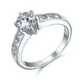 thumbnail image 2 of Bling Jewelry Womens 2CT CZ Round Solitaire Engagement Ring CZ Side Stones, 2 of 7