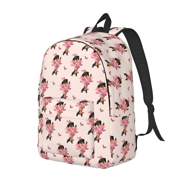 Fotbe Dachshund Dog Heart Mochila de Lona con Estampado, Mochila Duradera, Mochila Versátil de Alta Calidad, Mochila Compacta Vintage-Medium