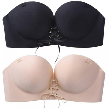 

2pcs Push Up Bra Beauty Back Seamless Bra Strapless Bra Detachable Strap Bra Off Shoulder Bra 1/2 Cup Bra Dress All-match Bra Women Underwear