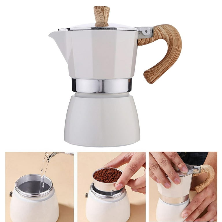 Classic Italian Coffee Maker Percolator Pot 150 300ml 6 White