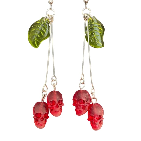Attractive Red Skull Gothic Earrings For Women And Fashion Enthusiasts