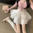 thumbnail image 3 of Falda A de encaje con cintura alta y forma de huevo, estilo nuevo de verano de 2024, falda de encaje blanca con mangas abullonadas, de moda para mujer, 3 of 4