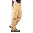 thumbnail image 2 of ohmzyzo Men's Lightweight Cargo Trousers Straight Wide Leg Hiking Pants Tactical Work pants Casual Solid Color Pants with Multi Pockets Khaki 5XL, 2 of 6
