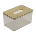 thumbnail image 1 of 1Pc Soporte de Caja de Tejido Cuadrada Mediana Conveniente para Mesa de Sala de Estar Transparente Negro PET Bambú, 1 of 3