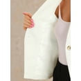 thumbnail image 5 of INSPIRE CHIC Women's Blazers Stand Collar Single Breasted Work Suit Jacket M Beige White, 5 of 6