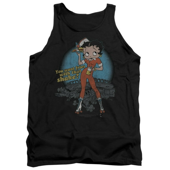 Betty Boop Fries With That Adult Tank Top Black