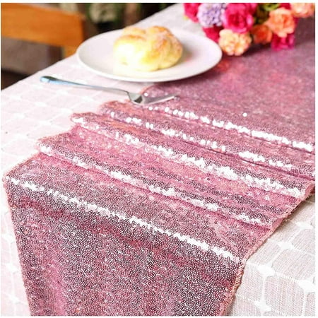 

Zukuco Sparkly Table Runner Sequin Fabric Table Runner Rectangle 12x108 inch Glitter Table Runners for Wedding Party Birthday Holiday Dining Room Decorations