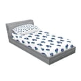 thumbnail image 2 of Ambesonne Floral Fitted Sheet & Pillow Sham Set, Watercolor Violet Blooms, Twinxl, Turquoise Navy Blue, 2 of 2