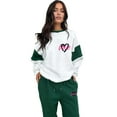 thumbnail image 6 of Sweatsuits for Women 2 Piece Heart Print Color Block Sweatshirt Fashion Casual Crewneck Lounge Sets Green XL, 6 of 10