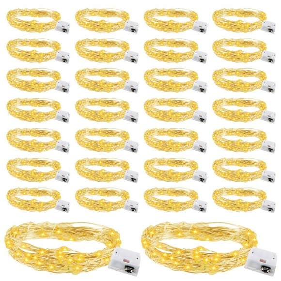 YOPTOP 30 Pack LED Fairy Lights Battery Operated 6.56FT 20 LED Mini Twinkle String Lights 3 Modes Twinkle Lights Battery Powered Waterproof for Christmas Mason Jars Party (Warm White)