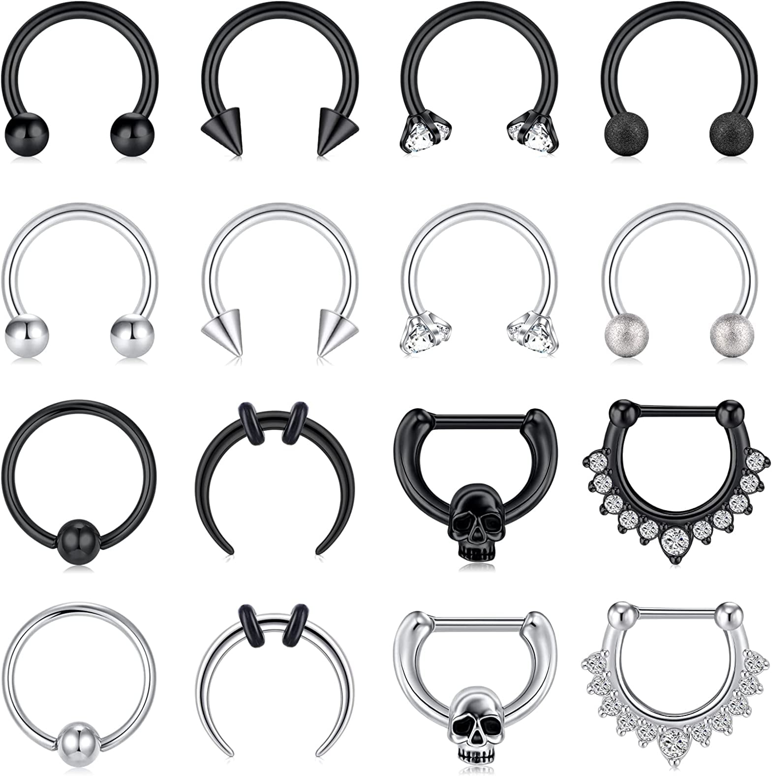 Briana Williams 16G Septum Nose Rings Stainless Steel Hinged Seamless Nose Hoop Ring