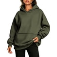 thumbnail image 2 of Mineart Women's Athletic Hooded Relaxed Long Sleeve Pullover Sweatshirt with Zipper Pocket Tops for Everyday Casual Street Looks Fall Winter, 2 of 10