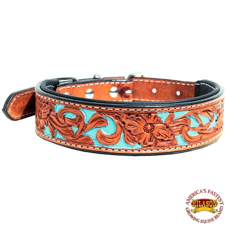 - Large Hilason Heavy Duty Genuine Leather Dog Collar Padded Tan
